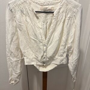 Free People Women's White Button-Up Top